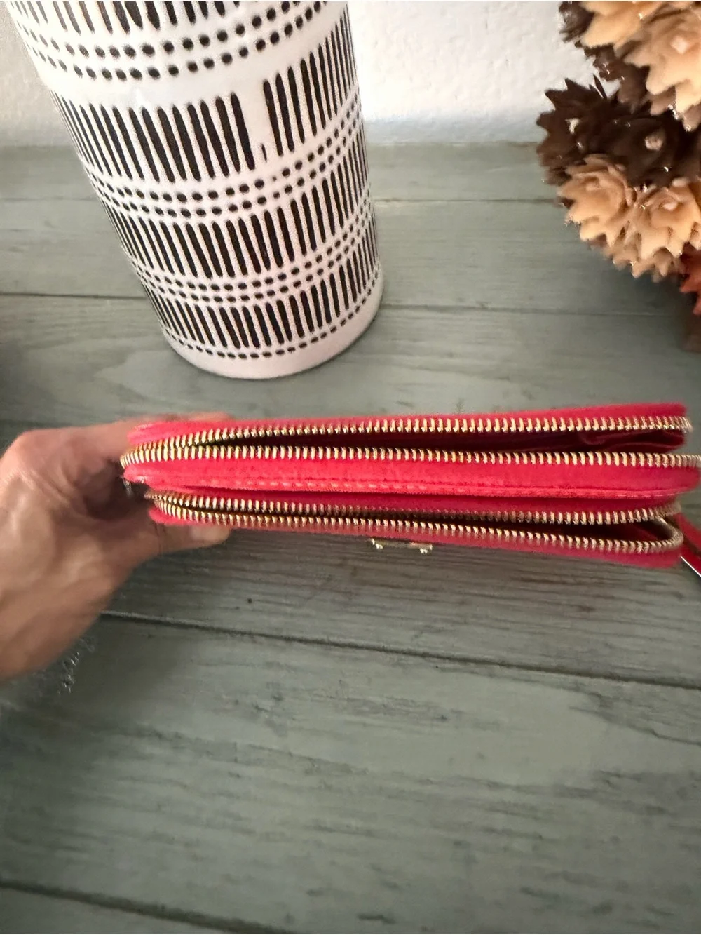 Dooney & Bourke Red Double Zip Wristlet Wallet